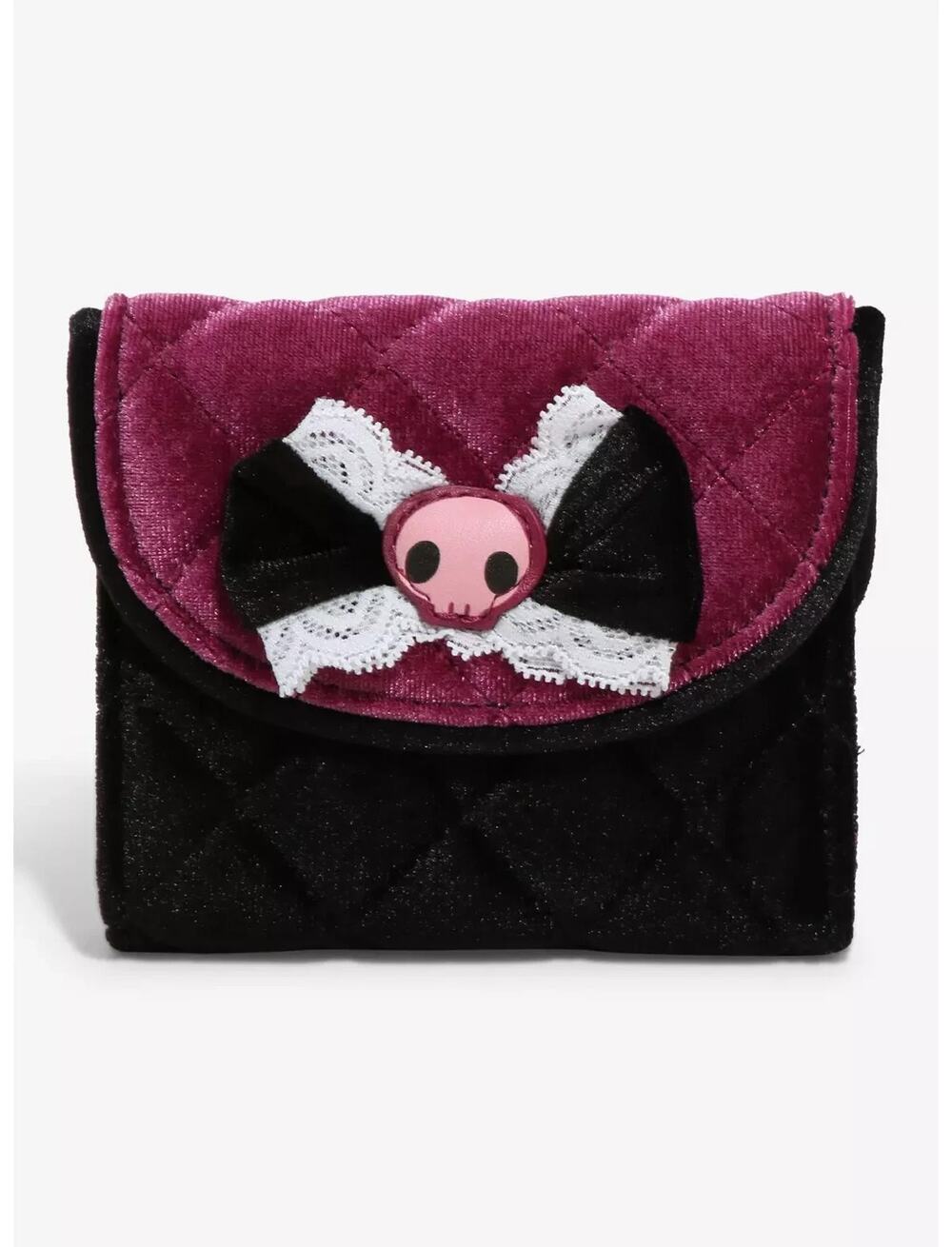 Her Universe Kuromi Bow Velvet Mini Flap Wallet NEW